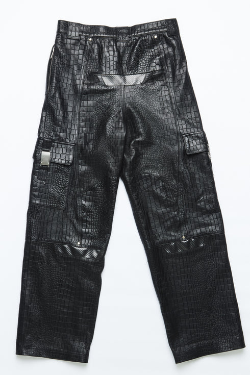 CROCODILE LEATHER CARGO PANTS