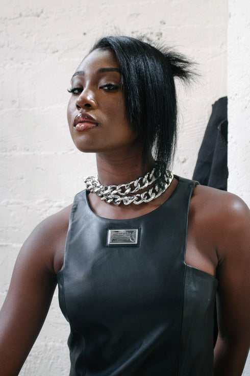 LEATHER SLEEVELESS CROP