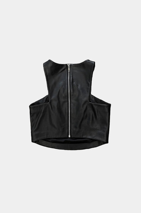 LEATHER SLEEVELESS CROP